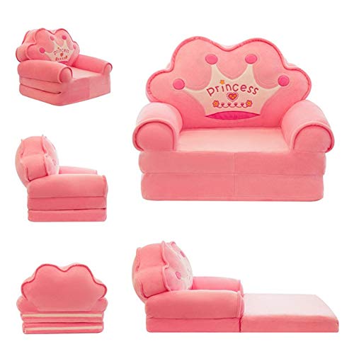 YUEHAPPY® Sofá De Los Niños De Dibujos Animados, Sillón De Crown Niños, Regalos De Cumpleaños para Niños Y Niñas Juguetes Lazy Tapizada Lindo Bebé Asiento del Sofá Niños Silla Extraíble Y Lavable