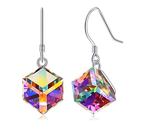 YUIP Cat Eye Jewels Para Mujeres Pendientes de Azucar Pendientes Colgantes Cube Dangle Aretes Colgantes Que Cambian de Color Joyas de Ojo de Gato Para Mujer Pendientes Colgantes de Cubo Que