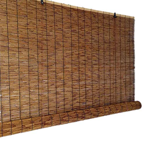 YUJ1ANHUAA Persianas Enrollables de Bambú,Persianas de Caña Cortinas Opacas,Persianas de Paja Retro Tejidas a Mano,Estor Enrollable para Ventana,Interiores,Exteriores,Personalizables (60x82/24x32in)