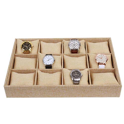 yunyu Cajas de Regalo, arpillera, Seda, Suave, Almohada, Reloj, 12 cuadrículas, Disco, Pulsera, Pulsera, gabinete de Almacenamiento, Caja de joyería, Caja de colección