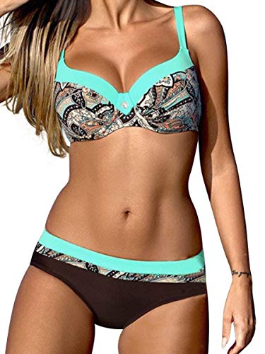 Yuson Girl Tops de Bikini Mujer Push-up Trajes de baño Dos Piezas Sexy Bikini Sets Mujer Ropa de baño (ES38, Style3:Azul)