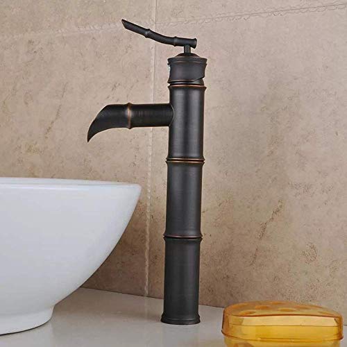 ZGQA-AOC Solo agujero Nuevo Retro Negro Bronce Bambú Vertical Lavabos Lavabo grifo hermoso práctica para el mezclador del fregadero grifos de lavabo d