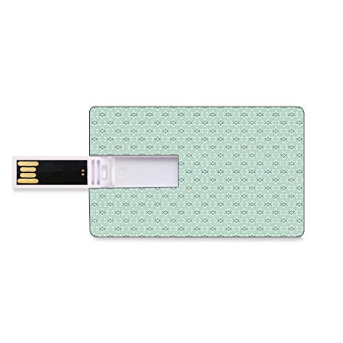 128G Unidades flash USB flash Verde Forma de tarjeta de crédito bancaria Clave comercial U Disco de almacenamiento Memory Stick Estrellas Estilizadas Patrón Vintage Colores Retro Estilo Años 70 Decora