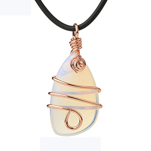 2 uds., Colgante de alambre de cobre de piedra natural, colgante de cuentas geométricas irregulares, collar de Color oro rosa para mujeres y hombres, joyería curativa