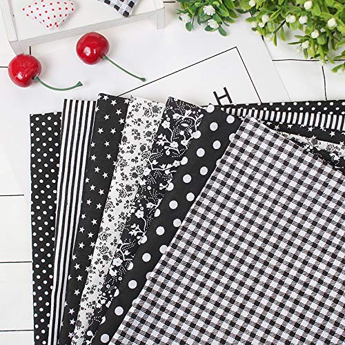 7 piezas de 50 * 100 cm tela de 100% Algodón utilizada para la decoración de costura artesanal telas patchwork DIY. (negro 3)