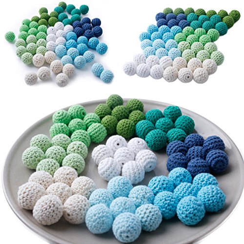 80pcs elegante hecha a mano de 20 mm Perlas de ganchillo color de la mezcla de punto disponibles Por joyería DIY del hilo de algodón para bebés Hacer Teether Juguetes