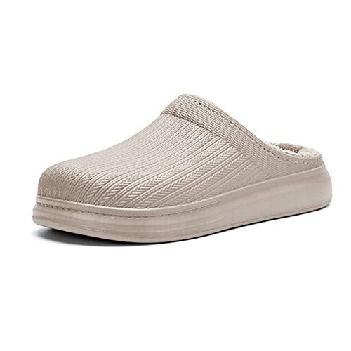 AELEGASN Impermeable Zapatillas de Estar por casa para Mujer Hombre Zuecos con Forro Pelusa Caliente Pantuflas Interior Zapatillas Invierno Al Aire Libre,Marrón,42 43