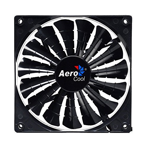 Aerocool SHARK - Ventilador gaming para PC (14 cm, 12V/7V, 15 aspas, 14.5 dBA, 1500rpm, ultrasilencioso, antivibración, cables enmallados), color negro