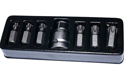 AERZETIX: Juego de 6 destornillador bits Torx 3/8” 10mm T25 T30 T40 T45 T50 T55 y soporte de bit 1/2" C4190