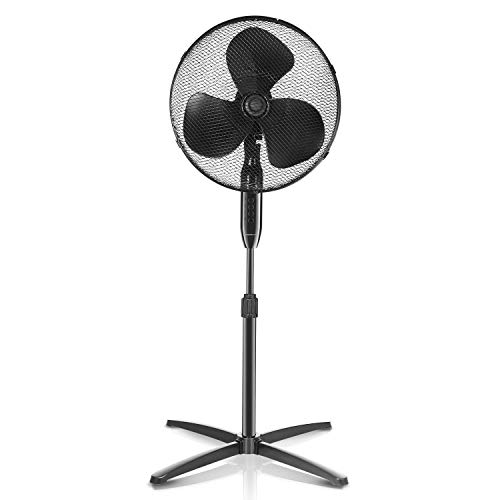 Aigostar Molly 33NFR - Ventilador de pie, oscilante 80°, altura regulable hasta 130 cm, 40W, 3 velocidades, cubierta de seguridad con rejilla. Silencioso. Compacto para el almacenamiento. Color negro.