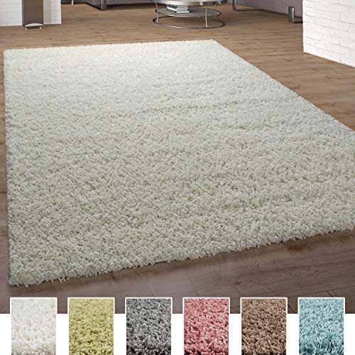 Alfombra Shaggy De Pelo Alto Y Largo Pastel En Distintos Colores, tamaño:70x140 cm, Color:Marfil (Crema)