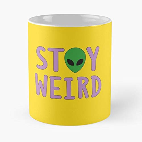 Alien Extraterrestrial Stay Weird Ufo Retro Eclectic - Classic Mug -11 Oz Coffee Funny Sophisticated Design Great Gifts White-situen.