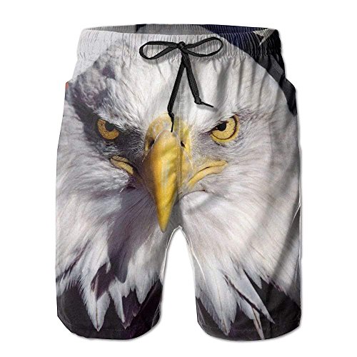 American Flag Bald Eagle Trajes de baño de Secado rápido para Hombres/niños Elásticos Pantalones de Playa con Bolsillos