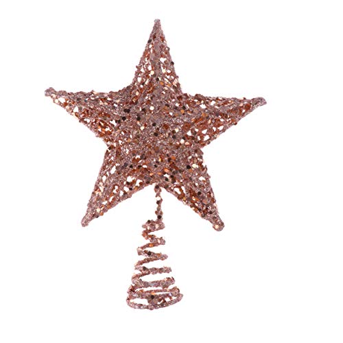 Amosfun - Corona de árbol de Navidad, color rosa, hierro, rose gold, 25 cm