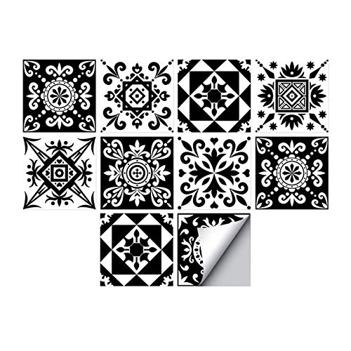 Andiker 10 Hojas de Pegatinas para Azulejos 15 cm x 15 cm, 2D Impermeables Autoadhesivas Pegatinas de Baldosas, DIY Azulejo Transferencias, Pegatina de PVC para Decorar Azulejos Muebles Cocina Baño