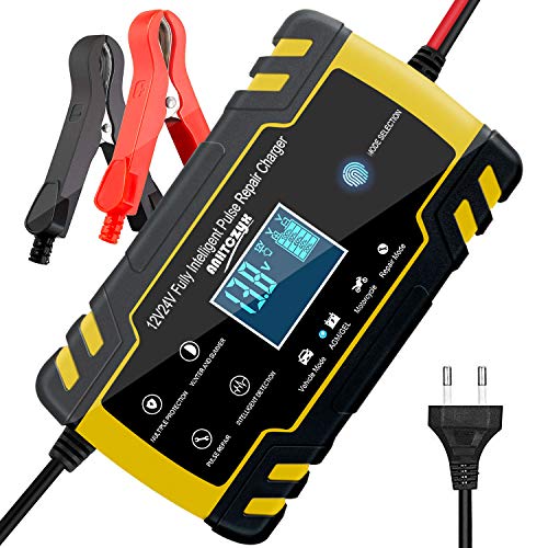 ANHTCZYX Cargador de batería de edición Mejorada, 12V 8A / 24V 4A, Automotive Smart Battery Maintainer para automóvil, Adecuado para carros de Golf, Motocicletas, cortadoras de césped para Yates