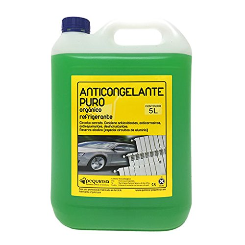 Anticongelante Puro-Concentrado Orgánico. Hasta -88ºC. Envase 5 Litros. Color Verde. Apto para circuitos cerrados/refrigeracion/calefacción.