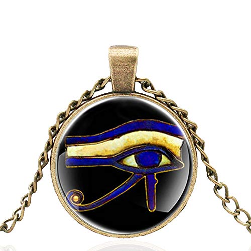 Antiguo Egipto Ojo De Horus Diseño Bronce Color Cúpula De Cristal Colgante Collar Joyería Hombres Mujeres Accesorios Regalos 80Cm