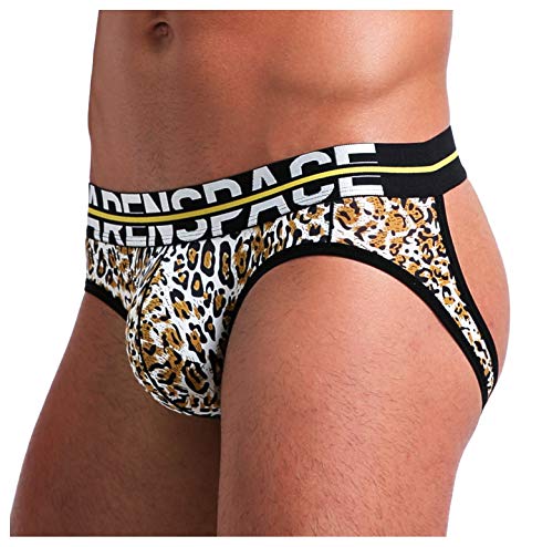 Arjen Kroos Jockstrap Suspensorio Sexy Tanga para Hombre Slips Ropa Interior Impreso Thong lencería Deporte (Leopardo, XL(85cm-94cm))