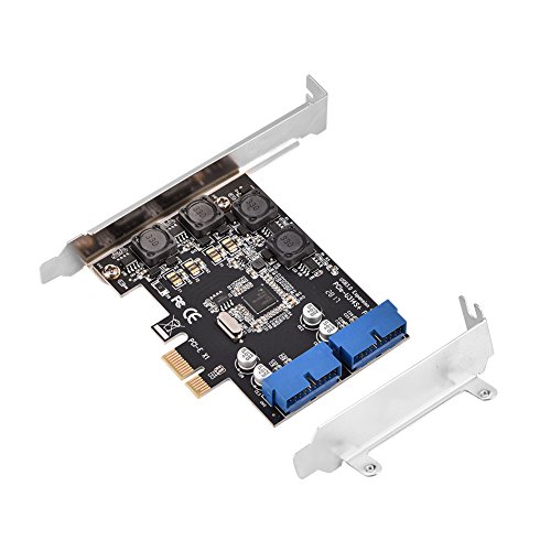 ASHATA Tarjeta de Expansión,Adaptador de Expansión de Tarjeta,PCI-E a 2 Puertos 19Pin USB3.0 con CD para PCI-E X1 X4 X8 X16 Ranura（5Gbps）