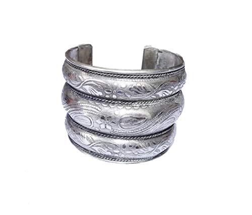 Auténtica pulsera de brazalete de moda ajustable Tribal Boho para mujeres, hombres, pulsera de brazalete, pulseras de brazalete de moda hechas a mano únicas chapadas en plata 925