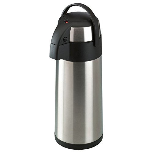 axentia Airpot en Plata, Pump Tetera de Acero Inoxidable, Jarra térmica con Doble Pared, – Termo con Bomba y Cuerpo irrompible, Pump de Jarra de café con asa, Volumen: Aprox. 5 L