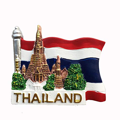 Bangkok Tailandia Bandera Nacional Estilo 3D Imán de nevera Regalo de recuerdo, Decoración para el hogar y la cocina Etiqueta magnética Bangkok Tailandia Refrigerador Imán Colección