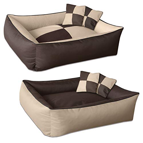 BedDog® 2en1 colchón para Perro MAX Quattro M Aprox. 70x55 cm, 9 Colores, Cama, sofá,Cesta para Perro, Beige/Marron
