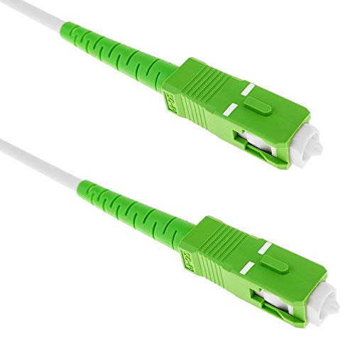 BeMatik - Cable de Fibra óptica SC/APC a SC/APC monomodo simplex 9/125 de 5 m OS2 Blanco