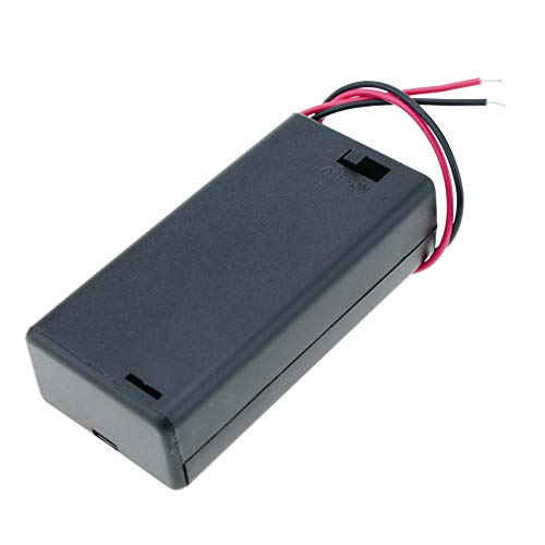 BeMatik - Portapilas en caja para 2 pilas LR6 AA 1.5V con interruptor (EN083)