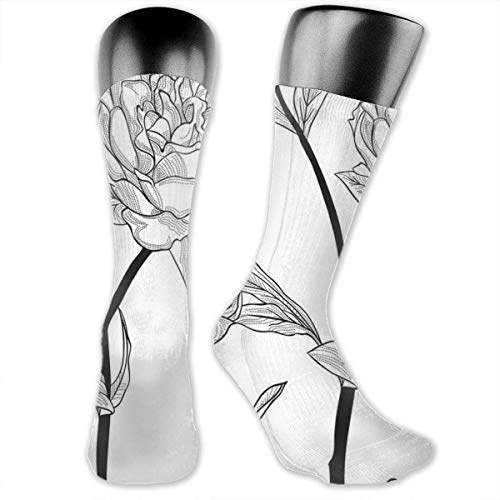 Bert-Collins Calcetines personalizados de flores dibujadas para mujeres y hombres, medias medianas para correr, deportes, viajes, uso diario SCK-041