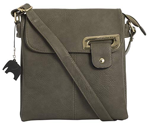 Big Handbag Shop - Bolso bandolera mujer, D Grey - Gold, Uno