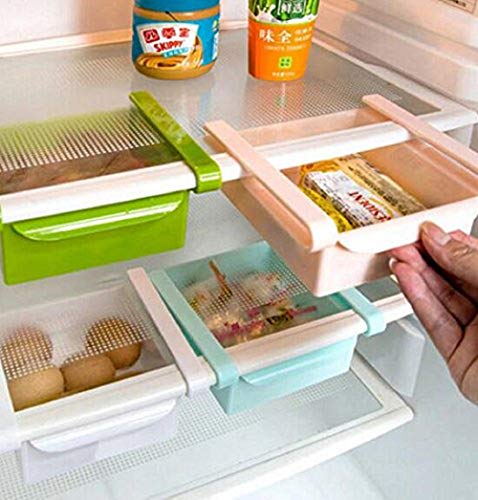 Bluelover Cocina Plástico Nevera Nevera Rack de almacenamiento Congelador Estante Holder Cocina Organización Azul