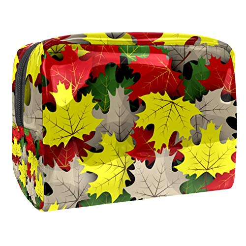 Bolsa de Maquillaje de Viaje Hoja de Arce Colorida Bolsa de cosméticos Organizador Impermeable Bolso Monedero para Mujeres y niñas 18.5x7.5x13cm