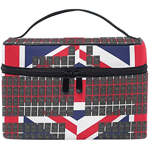 Bolsas de cosméticos Tabla periódica de Elementos Bandera del Reino Unido Organizador de Maquillaje de Viaje Bolsa de artículos de tocador Bolsa de Lavado Bolsa de 9x6.5x6.2 Pulgadas