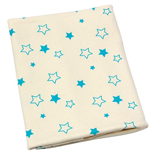 ByBoom® - Manta para bebé, primera manta, manta de verano, 70x100 cm, 100% algodón orgánico, Color:Natural - Estrellas Aqua