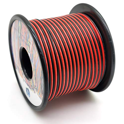 Cable Alambres eléctrico de 0.35mm²22awg, extensión de 2 núcleos de 2x30 metros, voltaje de 12 V a 300 V, cable de cobre estañado de múltiples hilos se puede utilizar para tira de luz LED, lámpara LED