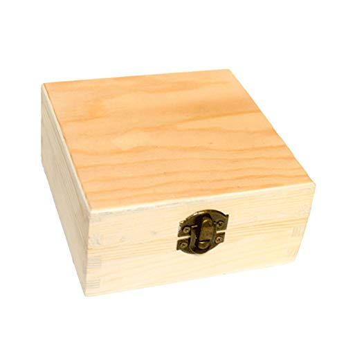 Caja de madera 6 x 12.5 x 12.5 cm, Creative decó Caja de Madera Ideal para guardar objetos pequeños