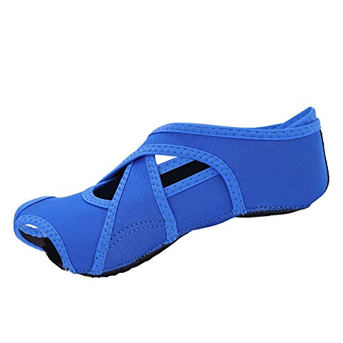 Calcetines Pilates Yoga Antideslizantes, Entrenamiento Antideslizante, Medias sin Dedos, Calcetines para Yoga Pilates, Baile(M-Azul)