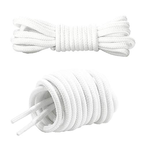 Canwn Cordones Redondos, [3 Pares] Cordones Resistente y Duraderos para Zapatos, Zapatillas de Deporte y Botas - 4 mm Diámetro – Blanco