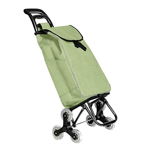 Carrito de la Compra para Subir escaleras con 6 Ruedas Carritos de la Compra para comestibles Bolsa de Almacenamiento de Mercado Impermeable/Desmontable en Verde | Carga máxima 40 kg | Capacidad 3