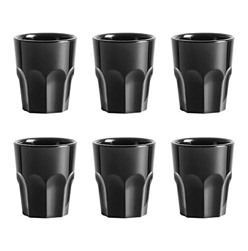 Cartaffini - Juego de 6 vasos de metacrilato (capacidad hasta el borde, 5 cl), color negro