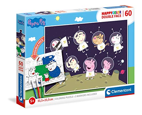 Clementoni Peppa Pig-60 Piezas-Puzzle para Colorear-Fabricado en Italia-5 años y más-26096, Multicolor (26096)