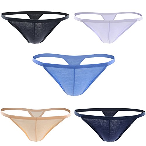 Closecret Tangas para Hombre, Hombre Ropa Interior de Algodón se Ponen 5pcs G-Strings (S(Cintura:71-76cm), 5 Colores)