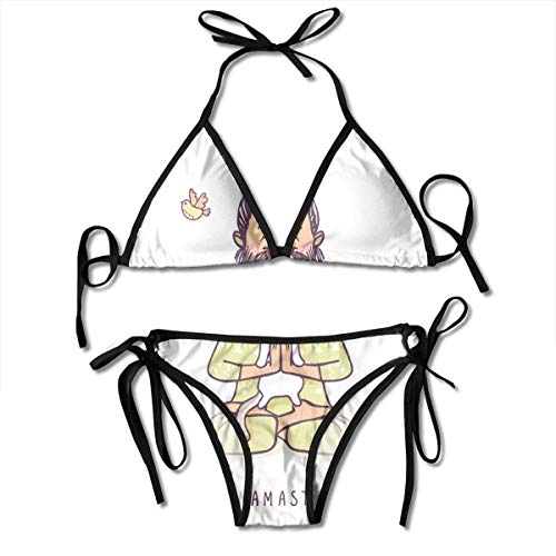 Conjunto de Bikini para Mujer, Motivo Antiguo Redondo, Curvo, estilizado, ornamentado en Forma de corazón, influencias arabescas, Traje de baño de Dos Piezas