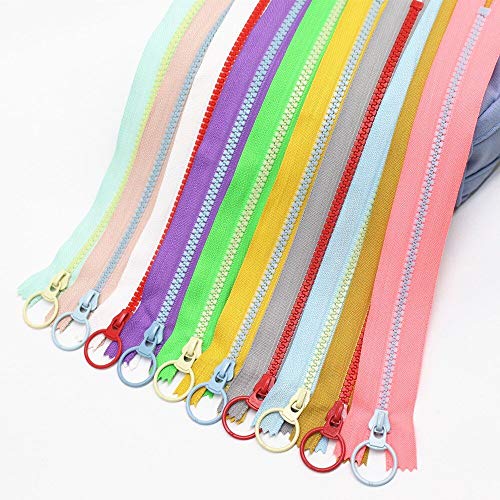 Cremalleras de Resina,20CM Cremalleras de Colores Rmeet 10 Pack Cremallera con Metal Anillo para Costura Sastre Artesanía Bolsa Prenda Manualidades Ropa