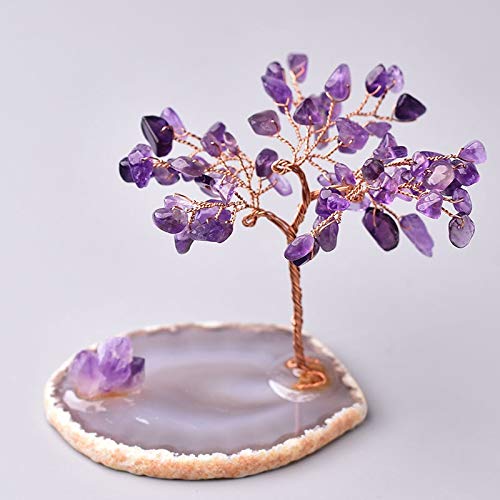 CROSYO 1pc Natural Crystal Tree Amatista Rose Rose Aquamarine Aguas Lucky Decoración Águila Rebamos Minal Piedra Decoración para el hogar (Color : Amethyst 2)