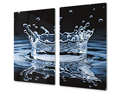 Cubre vitro de cristal templado – Protector de encimera de vidrio templado – Resistente a golpes y arañazos – UNA PIEZA (60 x 52 cm) o DOS PIEZAS (30 x 52 cm); D02 Serie Agua: Agua 19