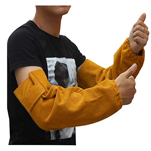 Cuero Mangas de Brazo de Soldadura Resistentes al Calor Manguito elástico Trabajo de Seguridad Protección de Brazo de protección Resistente a Las chispas