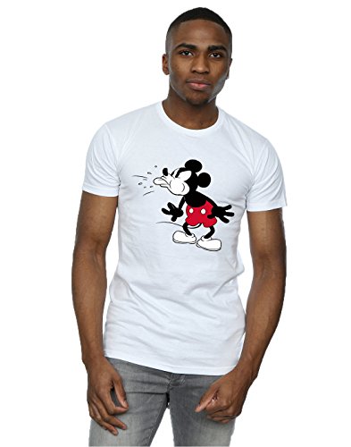 Disney hombre Mickey Mouse Tongue Camiseta Medium Blanco